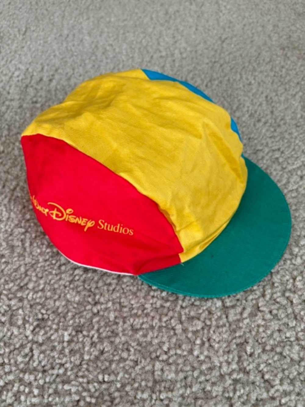 Vintage 90s Walt Disney Studios Cycling Painter Cap Color Block Rare